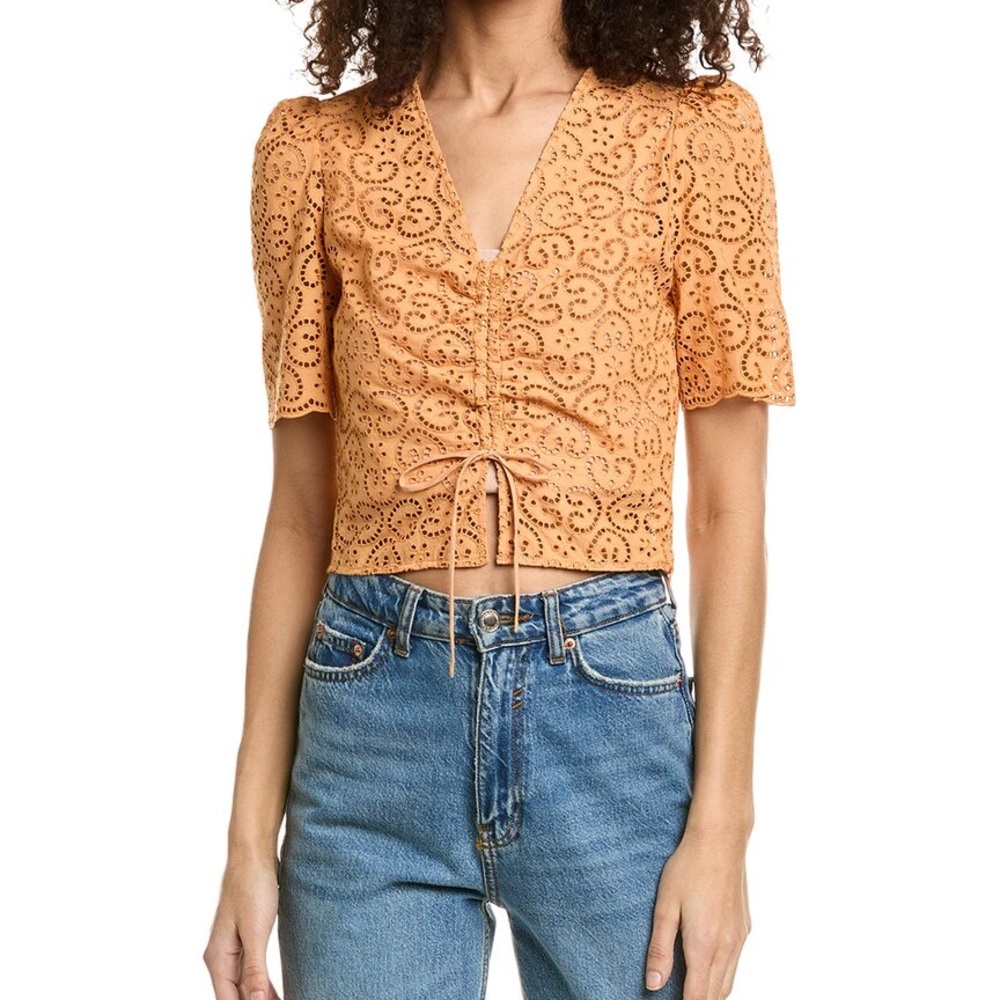 RIHOAS Mustard Embroidered Blouse